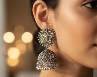 Silver Oxidized Jhumka