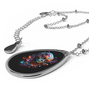 Oval Exotic Alien Necklace, Space Gift, Space Theme, Jewelry, Gift for Her, Gift for Mom, Gift for Astronomers image 3