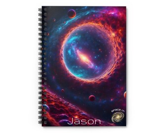 Quaderno a spirale personalizzato, diario, wormhole, spazio, regalo di compleanno, regalo per studenti, regali di astronomia