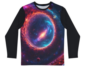 Langarm All Over Print Wurmloch Weltraum Tshirt, Shirt für Ihn, Shirt für Sie, Weltraum Geschenk, Astronomie Geschenke