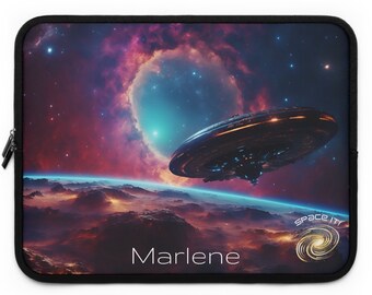 Personalized Laptop Sleeve, Laptop Cover, Spaceship, Universe, Space Theme, Space Gift, MacBook, New Job Gift, Gift for Students