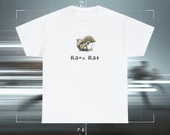 Maglietta Rave Rat, Merchandising EDM, T-shirt Riddim, Maglietta Dubstep Festival, Maglietta grafica Bass Music, Maglietta Feral Raver
