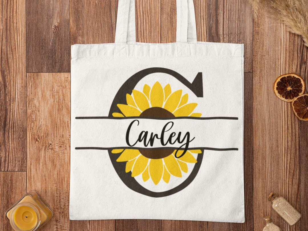 Custom Personalized Sunflower Split Initial/name Image Paper-vinyl-htv ...
