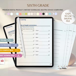 Mathematik-Arbeitsblätter für die 6. Klasse – Vollständiger Lehrplan, Prozente, Proportionen, Brüche, Dezimalzahlen (Digitaler Download)