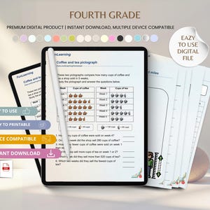 4th Grade Math Worksheets Bundle, 85 Pages with Answers (Digital Download)