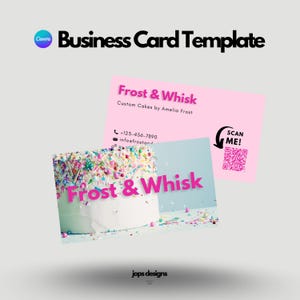 Modelo de cartão de visita Canva para confeitaria – Branding de padaria – Modelo digital para pequenas empresas –