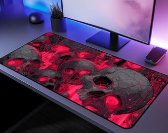 Gothic Skull Desk Mat | Vibrant Horror Art Mouse Pad | Goth Decor Desk Mat | Monster Desk Pad | Dark Academia Mousepad | Gamers Keyboard Mat