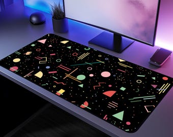 Vibrant Abstract Desk Mat | Mid-Century Modern Desk Mat | Abstract Shapes Mouse Pad | Geometric Office Decor | Minimalist Home Office Decor