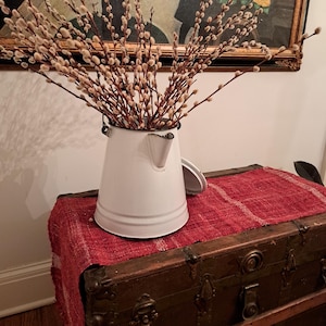 Campfire Coffee Pot, Large White Cowboy Enamelware, Vintage 1940's or 50's