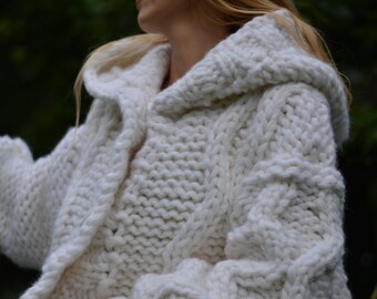 KLAAR handgemaakte wollen vest hand gebreide vest chunky | Etsy Lang wollen vest blauwe gebreide wollen jas lange wollen | Etsy