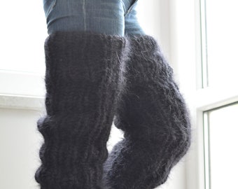 handgemaakte mohair sokken enorme dikke sokken lange leggings dikke mohair beenwarmers hand gebreide mohair sokken dikke leggings Dukyana