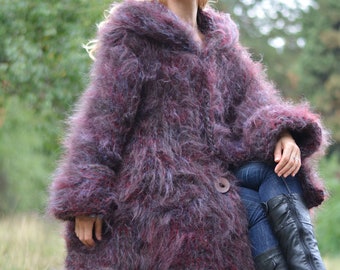 Hand Knitted Mohair Coat Chunky Mohair Cardigan Handmade Mohair