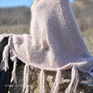 Handgestrickter Poncho handmade Shrug Mohair Poncho Mohair wrap Kapuzenponcho Mohairpullover Ponchopullover Mohaircape Kapuzenpullover Schlitze