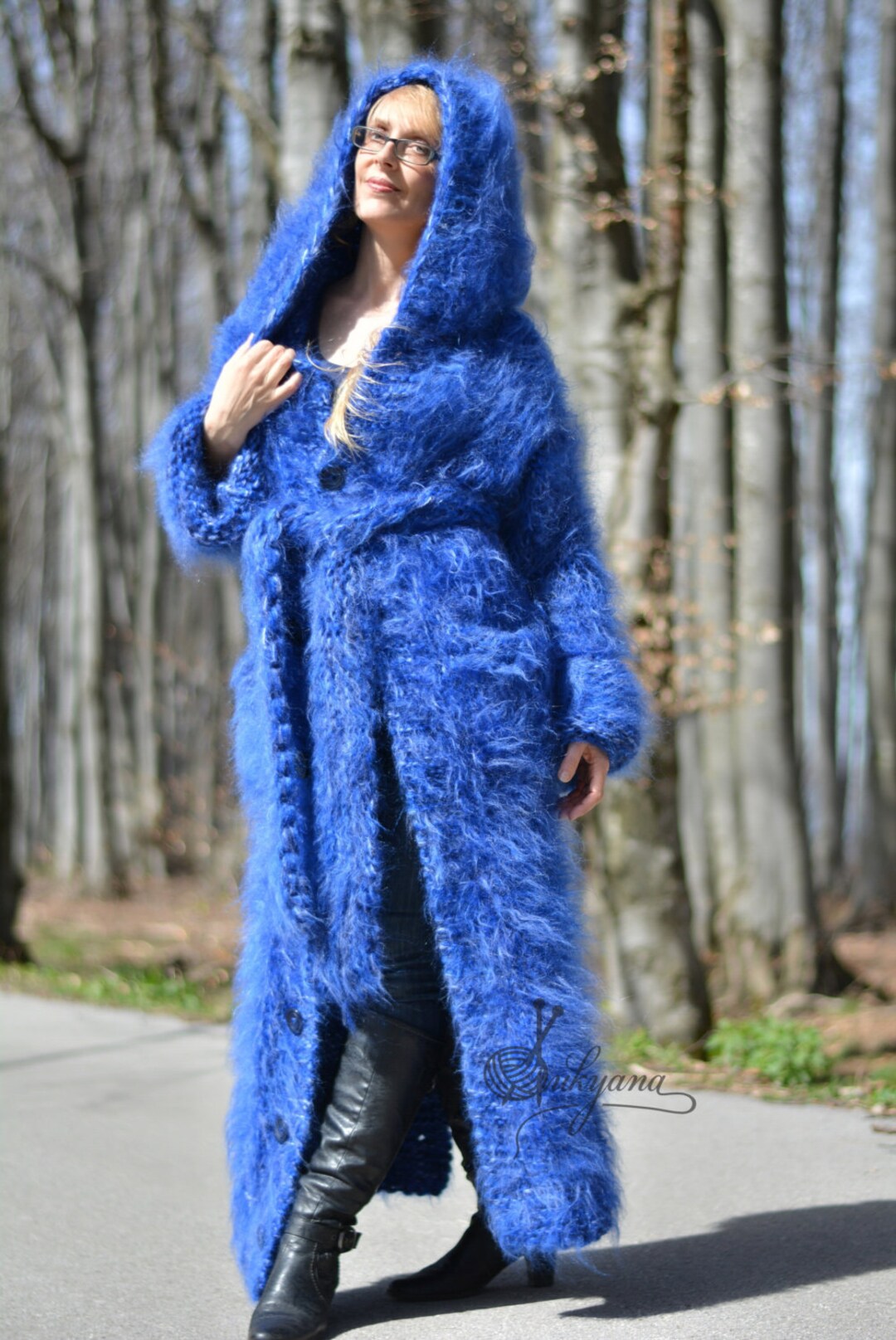 Knitted Cardigan Furry Sweater Knitted Coat Mohair Cardigan