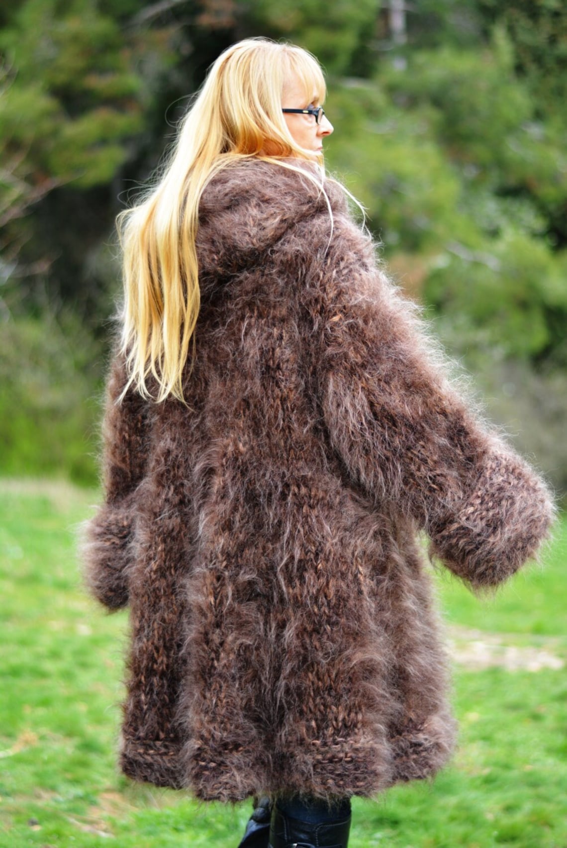 Hand Knitted Mohair Coat Chunky Mohair Cardigan Handmade Etsy