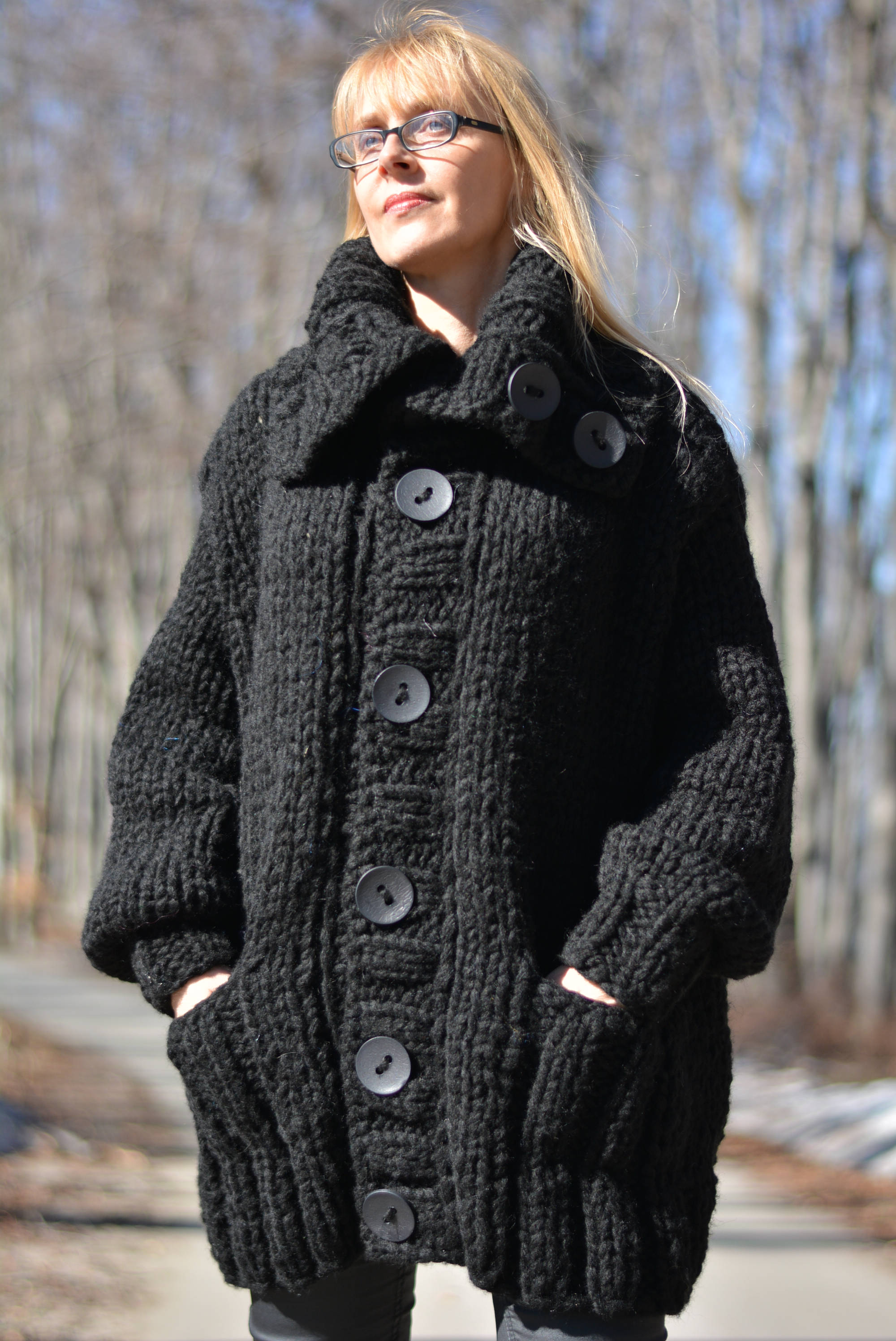 Handmade Wool Cardigan Knitted Wool Coat Chunky Cardigan Tneck Cardigan  Thick Cardigan Handknit Cardigan Knitted Chunky Plus Size 