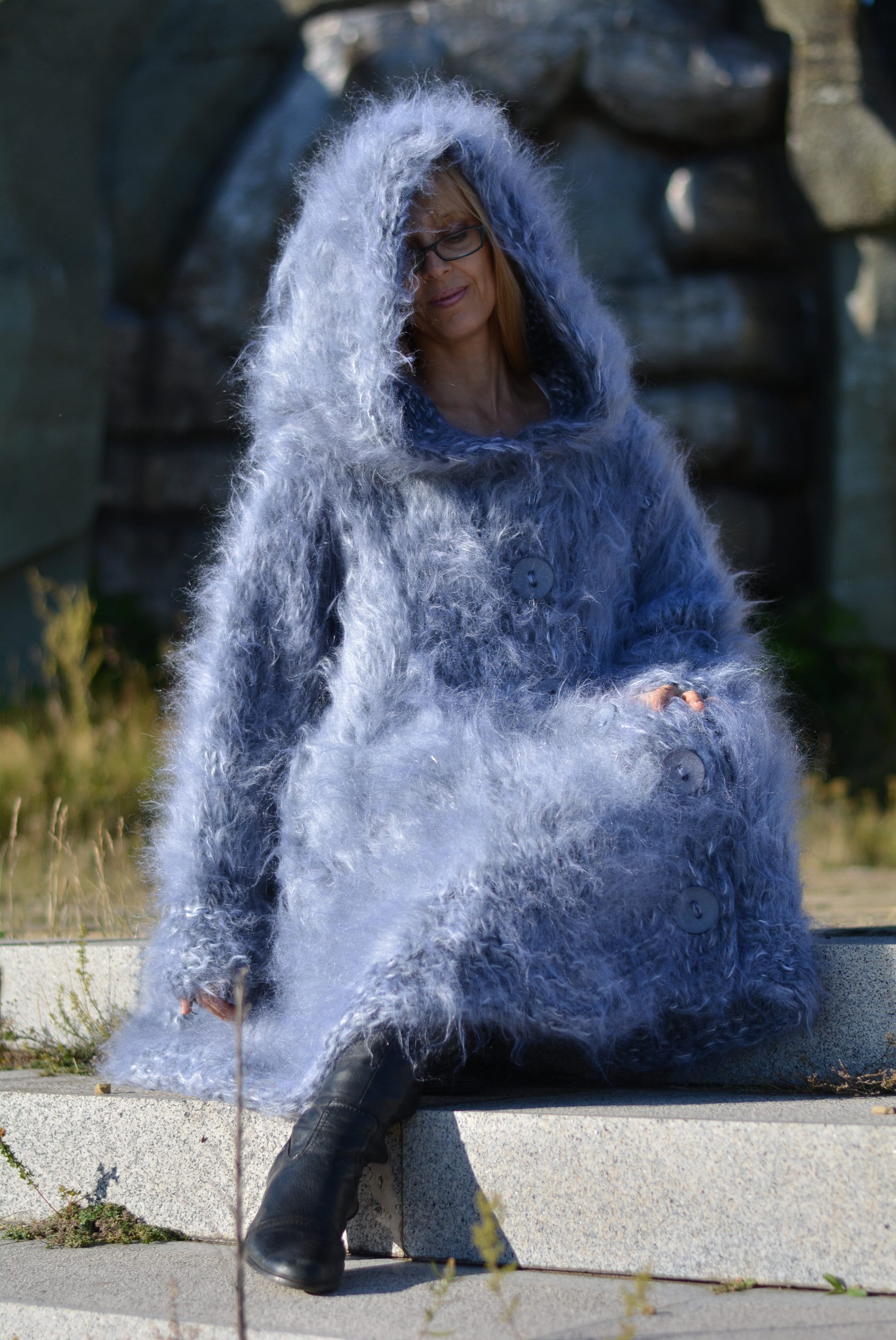 Hand Knitted Mohair Coat Chunky Mohair Cardigan Handmade Hand Knitted Mohair Coat Chunky Mohair Cardigan Handmade
