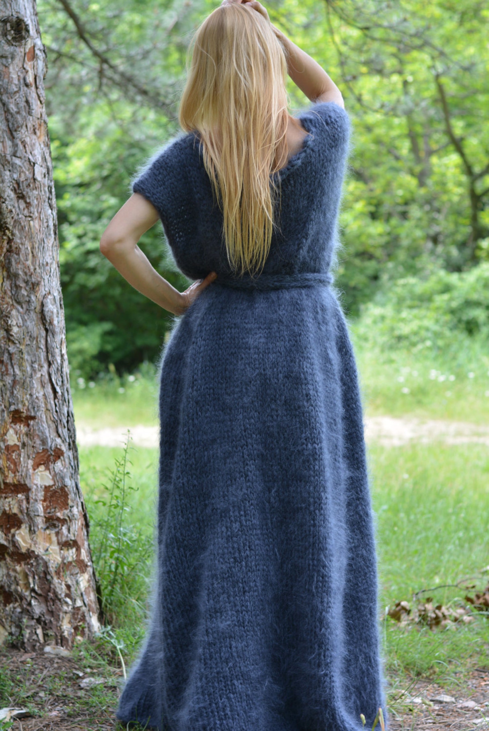 Hand Knitted Mohair Dress Handmade Mohair Set Fuzzy Mohair Etsy