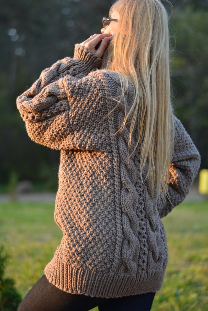 Handmade Wool Sweater Knitted Thick Sweater Handknit Wool Etsy