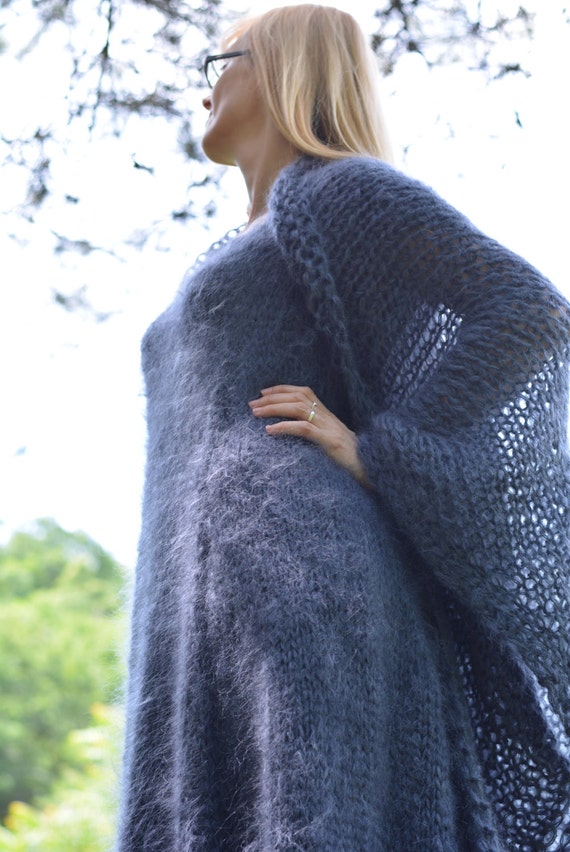 Hand Knitted Mohair Dress Handmade Mohair Set Fuzzy Mohair Shrug