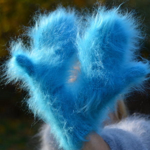 ORDER handmade mittens hand knitted mohair mittens thick fuzzy muffs chunky fuzzy mittens soft mohair muffs handknit mohair mittens Dukyana