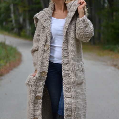 Chunky Knit Cardigan Wool Sweater Knit Cardigan Chunky - Etsy Canada