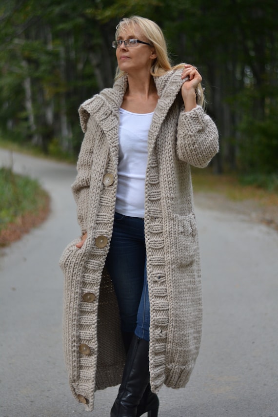 Chunky Knit Cardigan Wool Sweater Knit Cardigan Chunky Cardigan