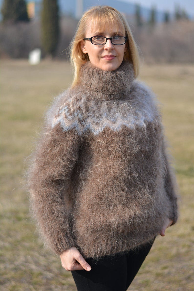 ORDER handmade ICELANDIC sweater mohair jumper fuzzy pullover hand knitted Tneck soft sweater snug fit warm sweater silky jumper Dukyana image 4