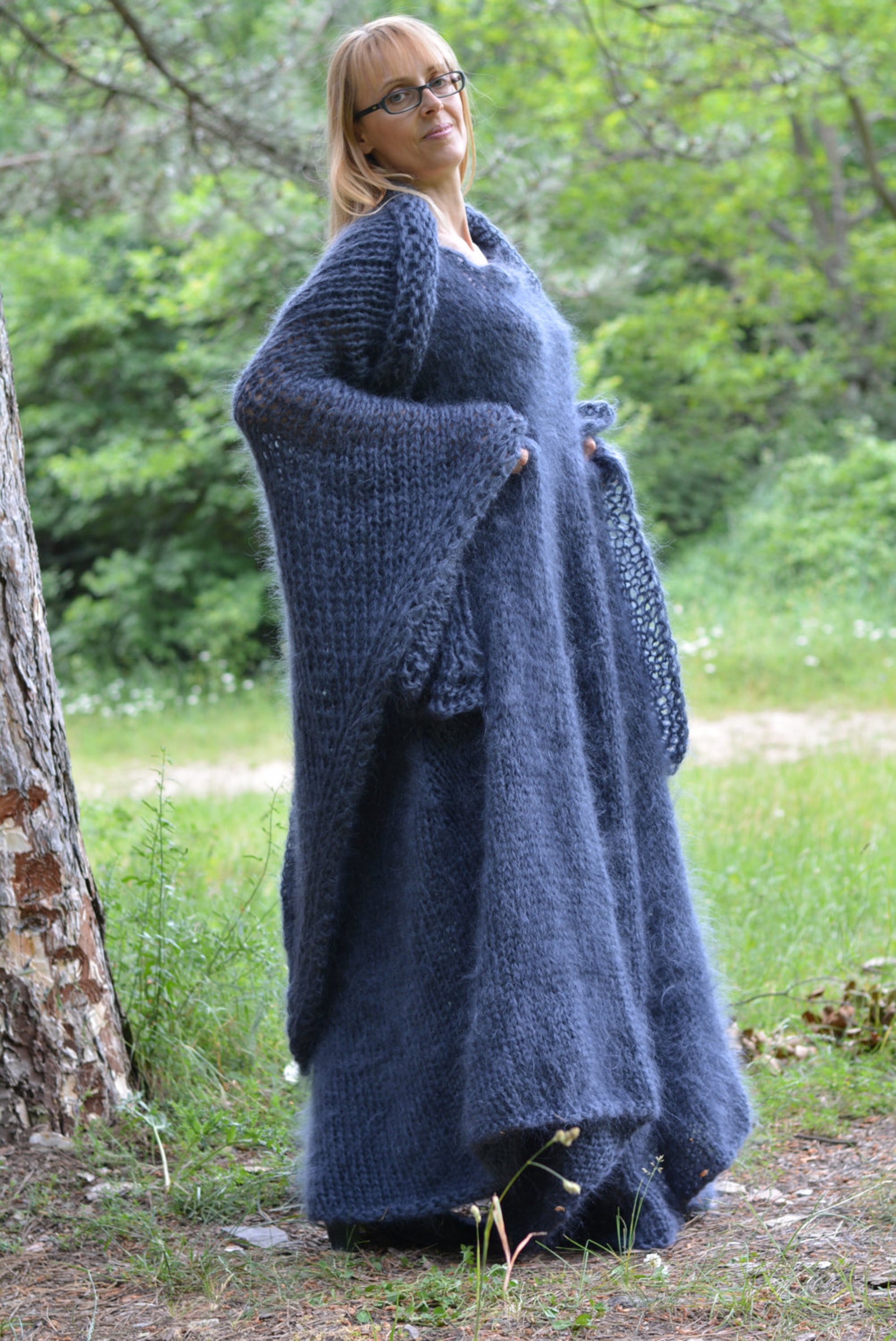 Hand Knitted Mohair Dress Handmade Mohair Set Fuzzy Mohair Etsy