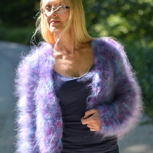 hand knitted shrug mohair bolero fuzzy shrug soft bolero summer shrug handmade top mohair sweater cropped top purple knitted bolero Dukyana image 8