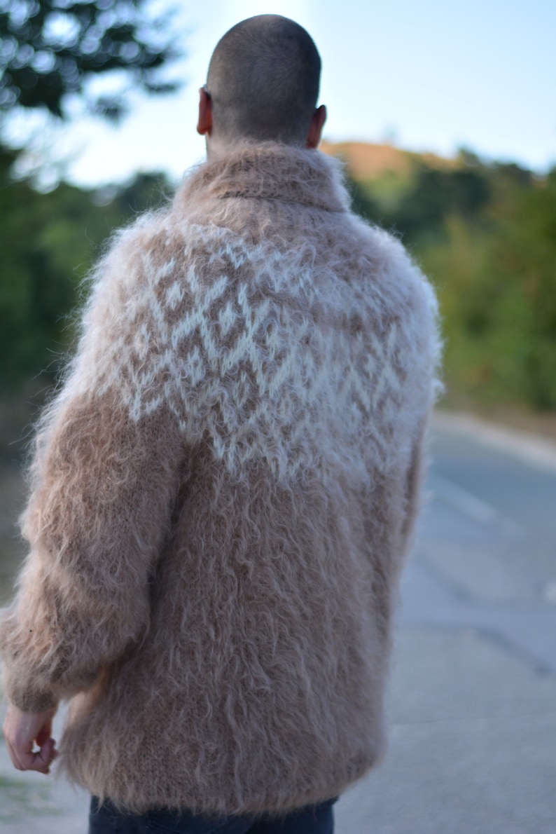 Mens Mohair Sweater ICELANDIC Jumper Mens Sweater Fuzzy Pullover Hand