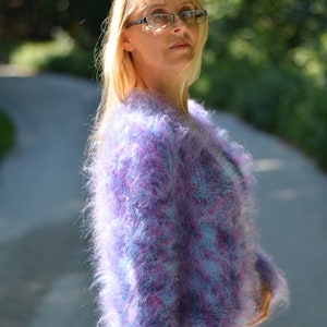 hand knitted shrug mohair bolero fuzzy shrug soft bolero summer shrug handmade top mohair sweater cropped top purple knitted bolero Dukyana image 7