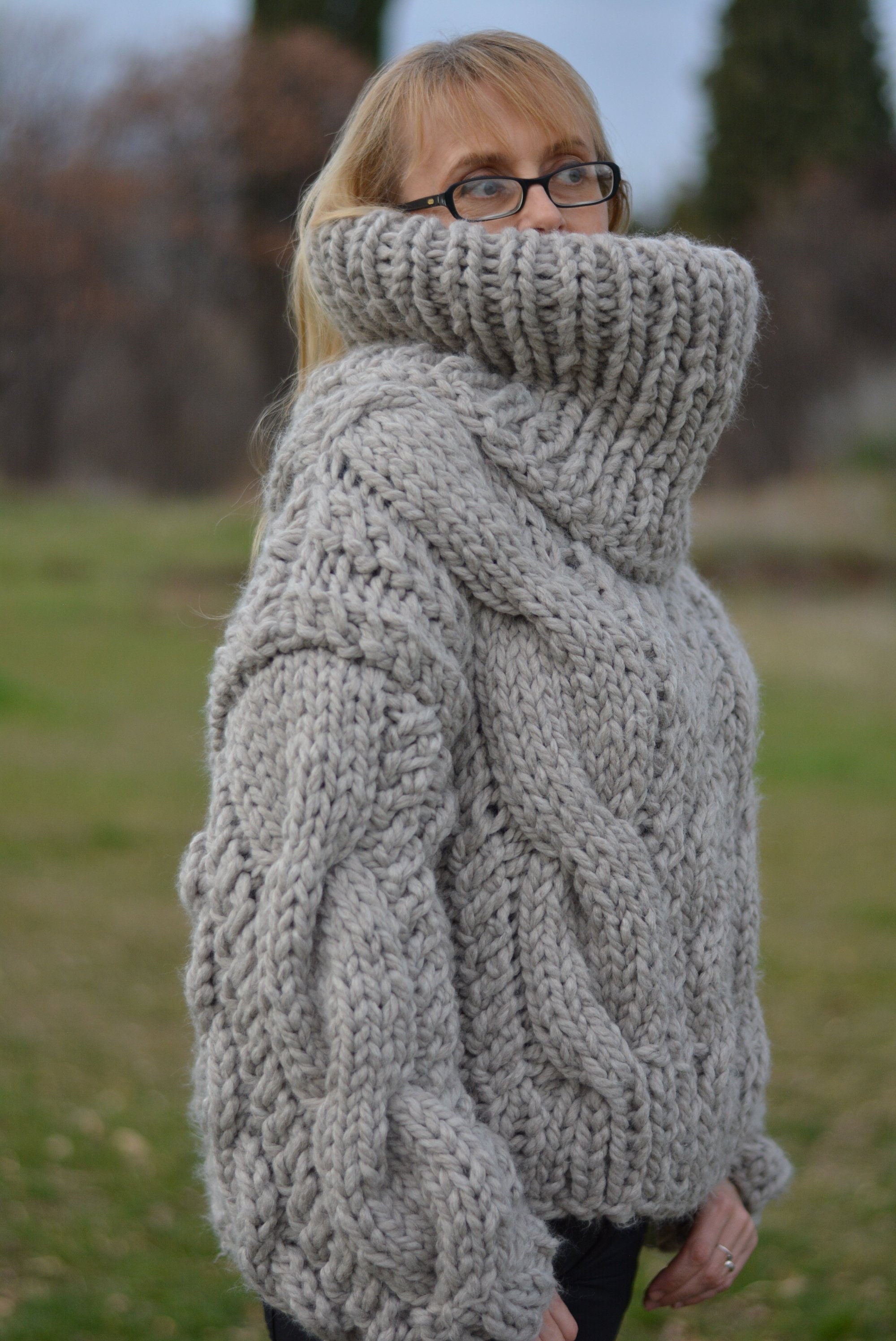Chunky Wool Knit Sweater With Loose Fit, Colorful Hand Knitted Jumper, Gift  for Wife -  Finland