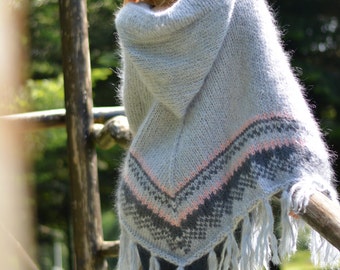 Hand knitted poncho fuzzy mohair shrug mohair poncho mohair wrap hooded poncho mohair poncho sweater mohair cape thick poncho multicolour