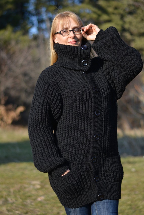 Handmade Wool Cardigan Handknit Wool Coat Mens Cardigan Wool