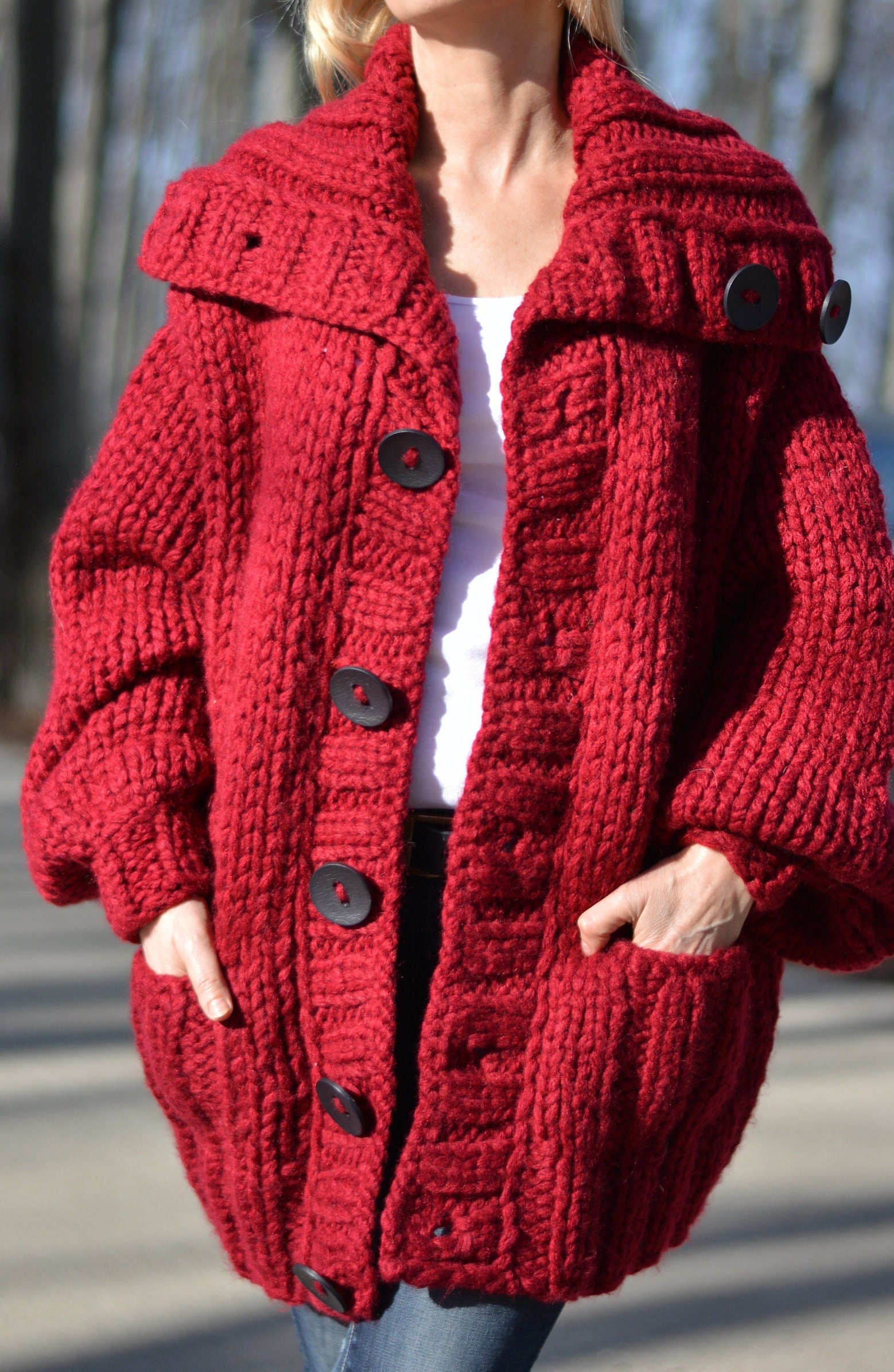 Handmade Wool Cardigan Knitted Wool Coat Long Tneck Cardigan - Etsy
