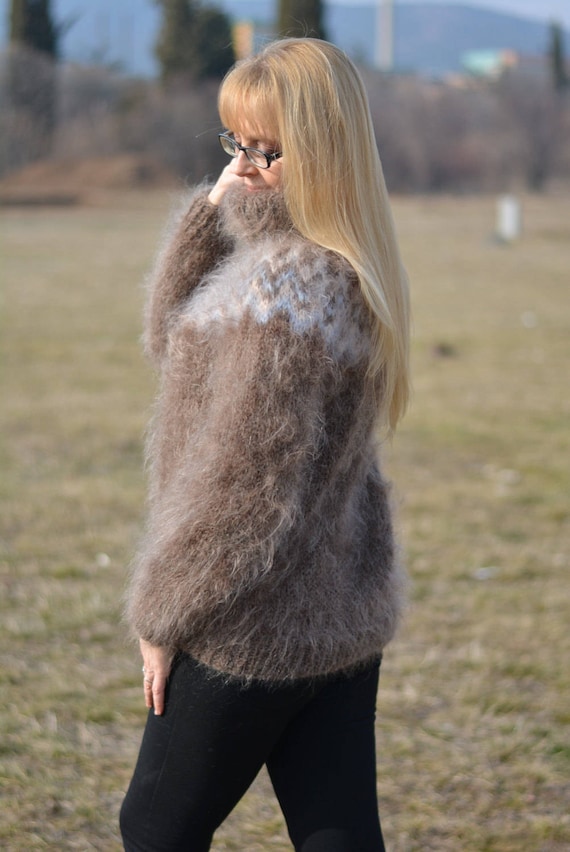 ORDER Handmade ICELANDIC Sweater Mohair Jumper Fuzzy Pullover Hand