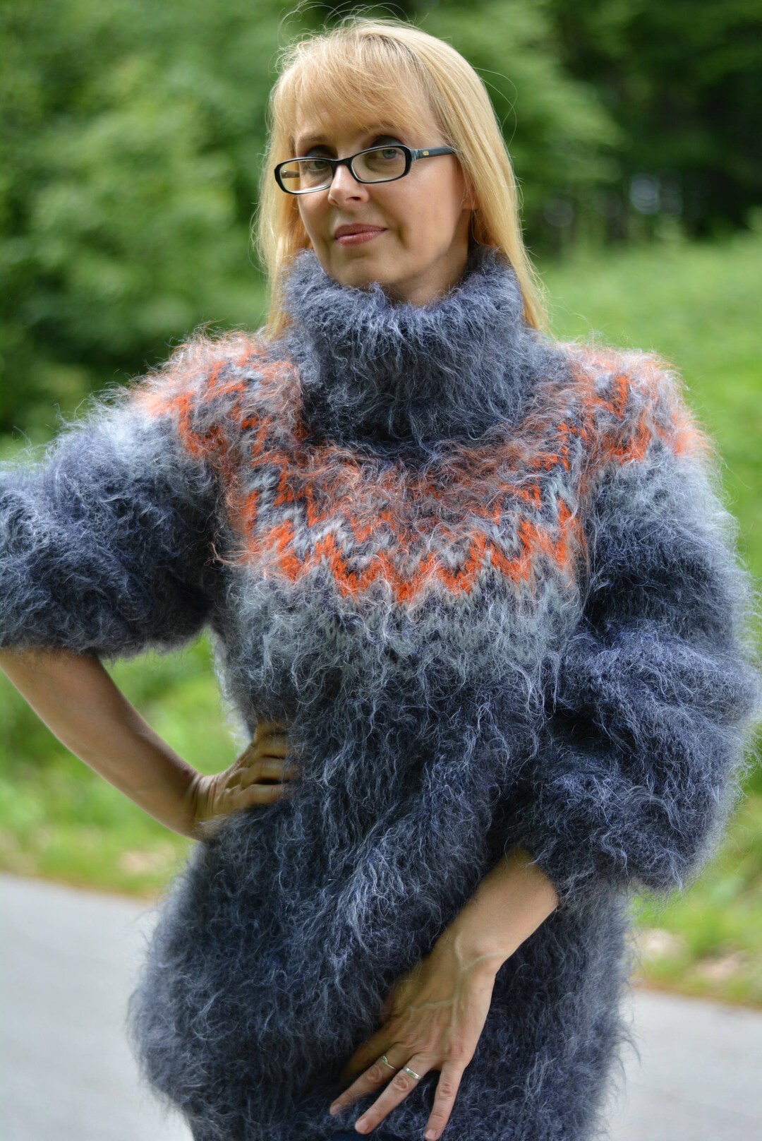 Handmade Icelandic Sweater Fuzzy Mohair Sweater Handknit Soft