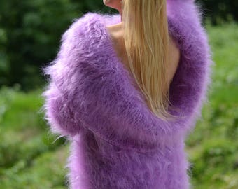 handmade mohair sweater knitted jumper cowlneck sweater soft fuzzy pullover sexy sweater off-shoulder greek collar fuzzy sweater chunky