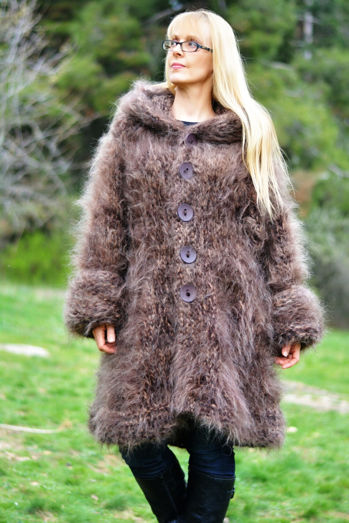 Hand Knitted Mohair Coat Chunky Mohair Cardigan Handmade Etsy