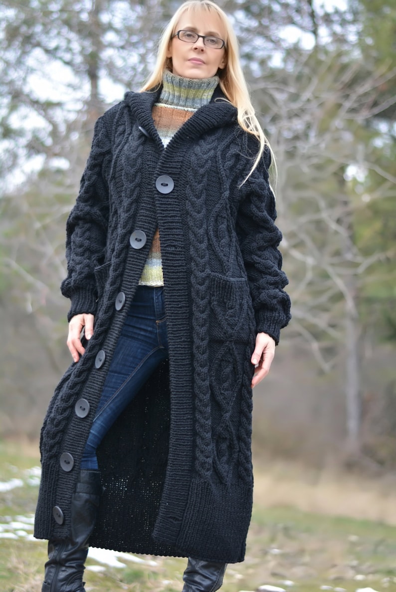 READY handmade sweater coat wool cardigan knitted wool coat | Etsy