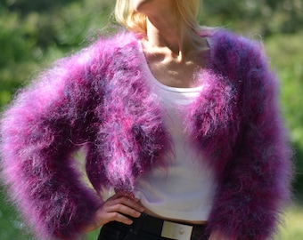 hand knitted shrug mohair bolero fuzzy shrug soft bolero summer shrug handmade top mohair sweater cropped top purple knitted bolero Dukyana