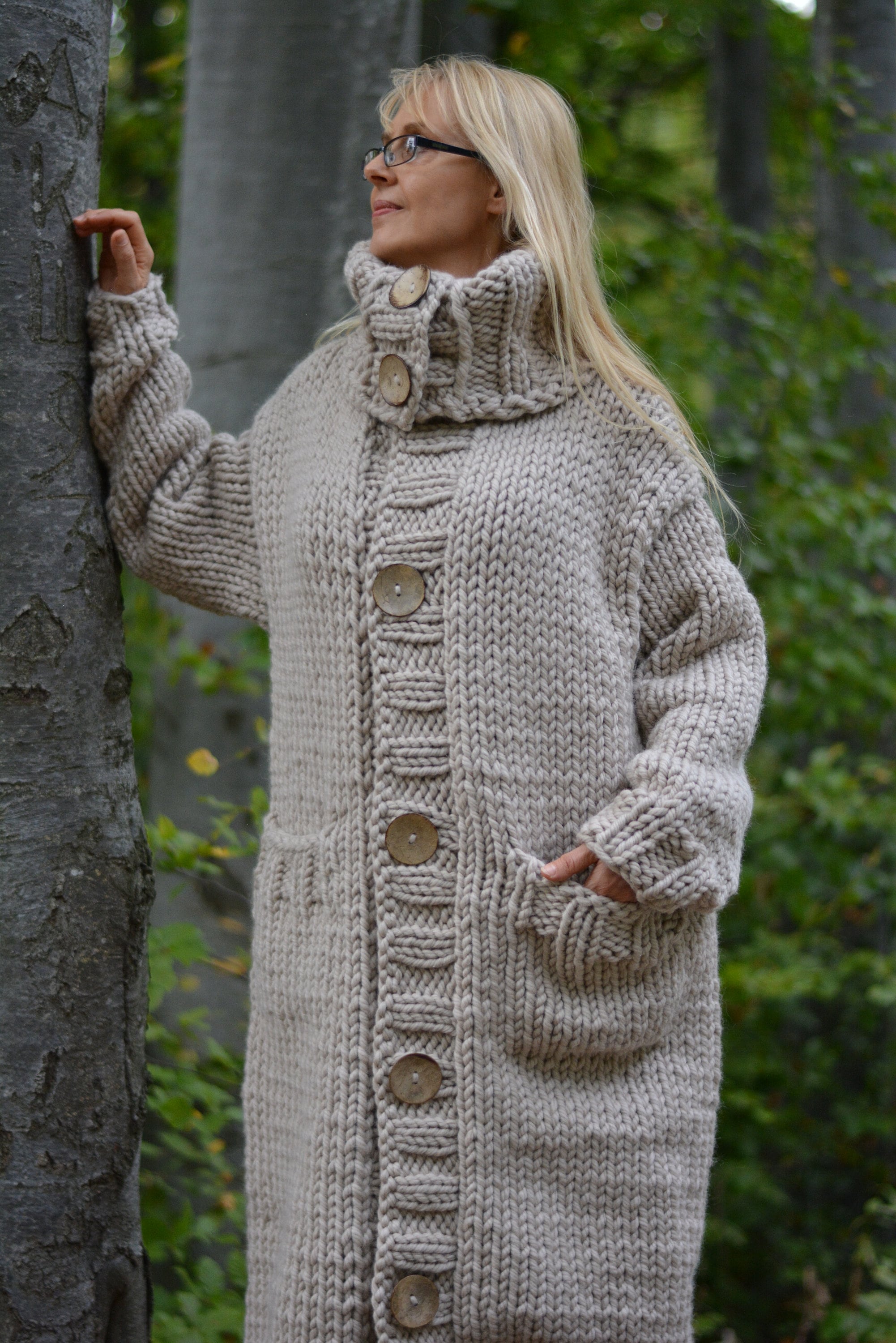 Chunky Knit Cardigan Wool Sweater Knit Cardigan Chunky