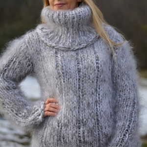 handmade mohair sweater chunky mohair pullover hand knitted mohair jumper thick mohair tneck soft mohair outfit fitted sweater Dukyana
