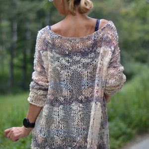 Slouchy cotton sweater summer sweater pure cotton loose-fit jumper summer cotton pullover One size big-stitch sweater earthly shaded