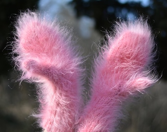 handmade mittens fuzzy mohair mittens hand knitted mohair muffs soft mohair mittens cute handknit mohair gloves long fuzzy pink thick