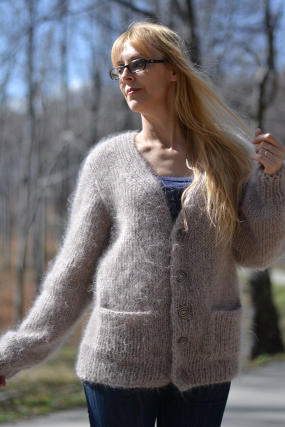 READY Handmade Mohair Cardigan Hand Knitted Mohair Jacket Spring