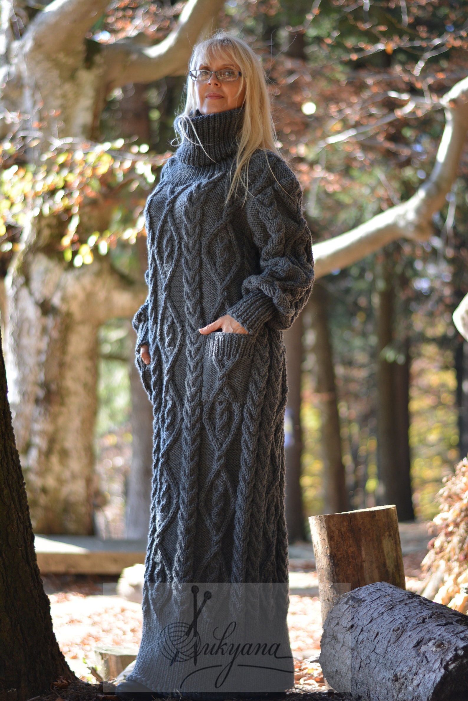 Handmade WOOL Dress Hand Knit Dress Tneck Sweater Dress Etsy UK