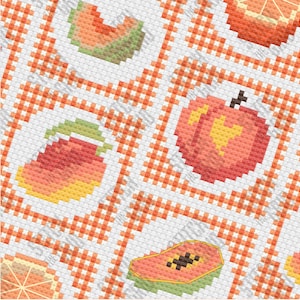 Patrones de punto de cruz en miniatura de frutas naranjas • Paquete de frutas naranjas • Miniaturas modulares