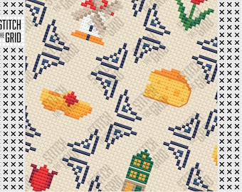 Dutch Mini Cross Stitch Patterns • The Netherlands Bundle • Modular Minis